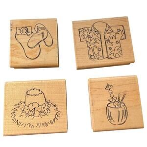 Close To My Heart Tropical Vacation S547 Set of 4 Rubber Stamp Set